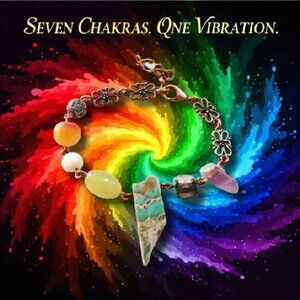 Spunky Vibrant Energizing! Semi-Precious Beads Chakra Bracelet! Reiki Energy Chi